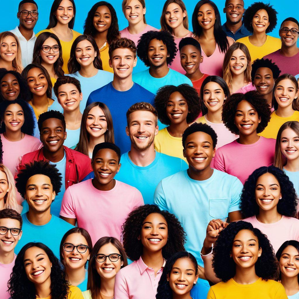 A vibrant digital collage showcasing diverse individuals passionately sharing creative videos in a lively community atmosphere. Include elements like colorful screens displaying various video content, smiling faces, and interconnected social media icons to symbolize unity and engagement. The background should be a blend of energetic colors to evoke excitement and creativity. super-realistic. vibrant colors. 3D.